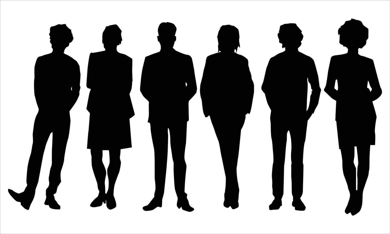 Unrecognizable portraits of women and men. Group of people silhouettes iconstand on a white background vector