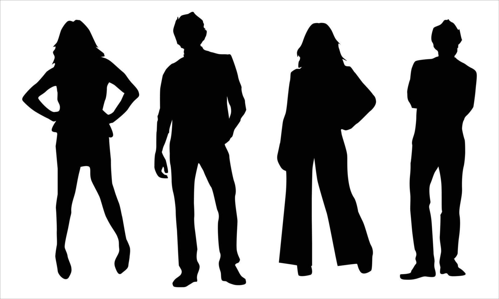 Man and women stand on different poses vector