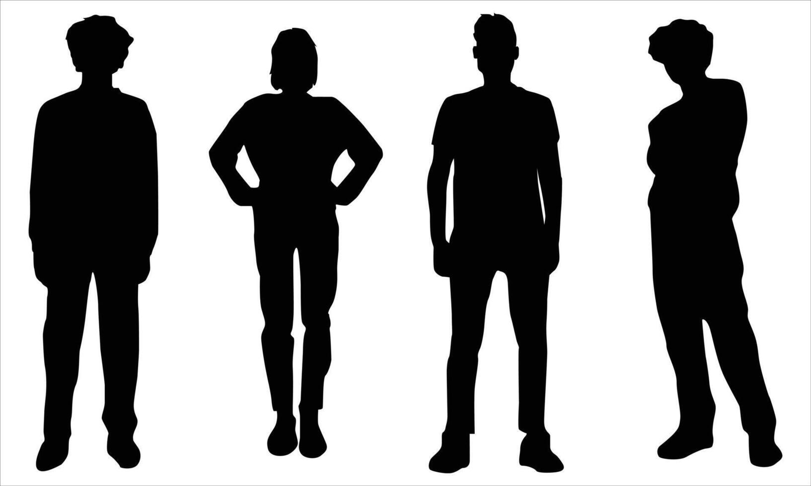 Man and women silhouette Illustration over white background.people silhouette bundle icon on a white background vector