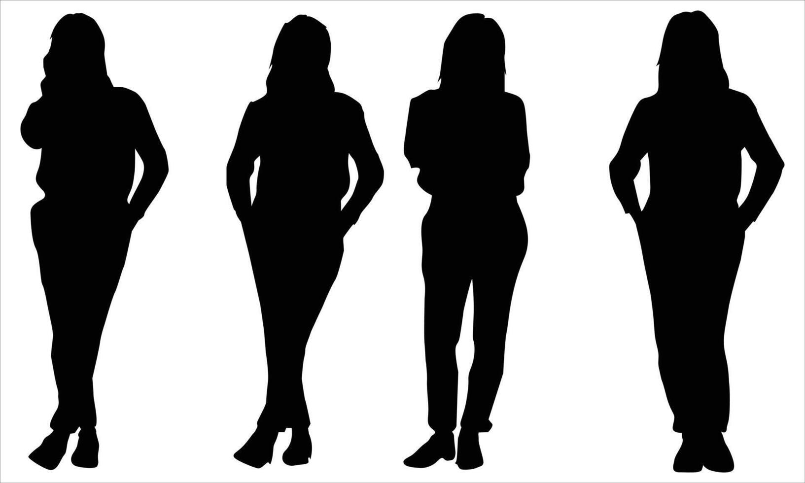 women silhouettes Illustration .women icon bundle set.women silhouettes stands on different poses vector