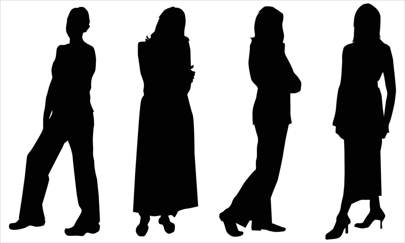 women silhouette icon set Illustration.women stand on different poses vector
