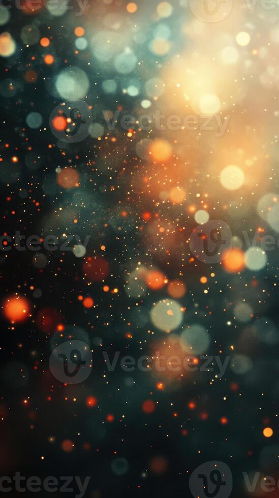Colorful bokeh lights create a magical atmosphere in a dark setting during a festive evening celebration photo