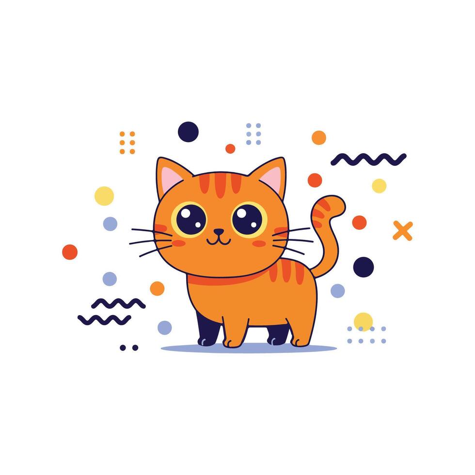 Cute Orange Cat Illustration with Playful Design. vector