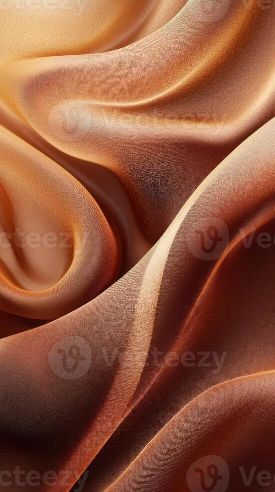 Smooth golden silk drapes creating soft waves and textures in warm lighting photo