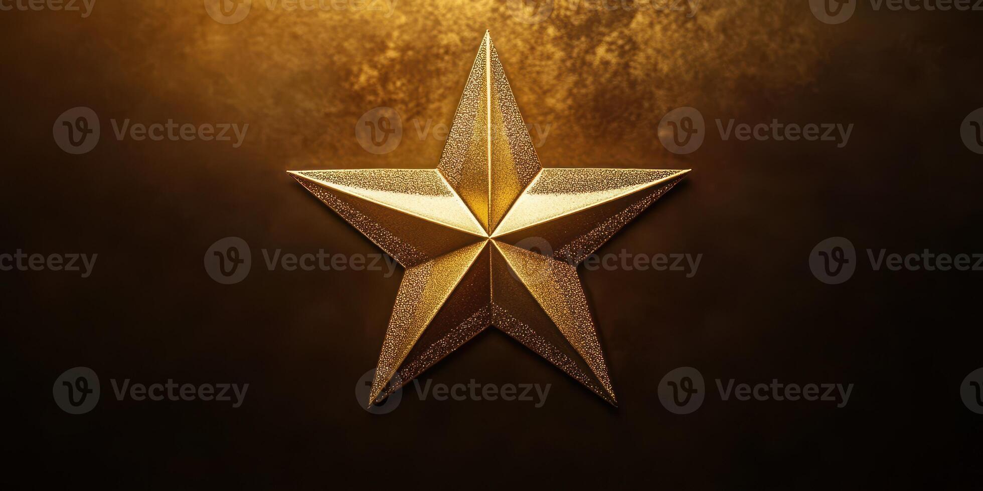 Golden star symbol illuminated against a textured background creating an elegant and striking visual effect photo