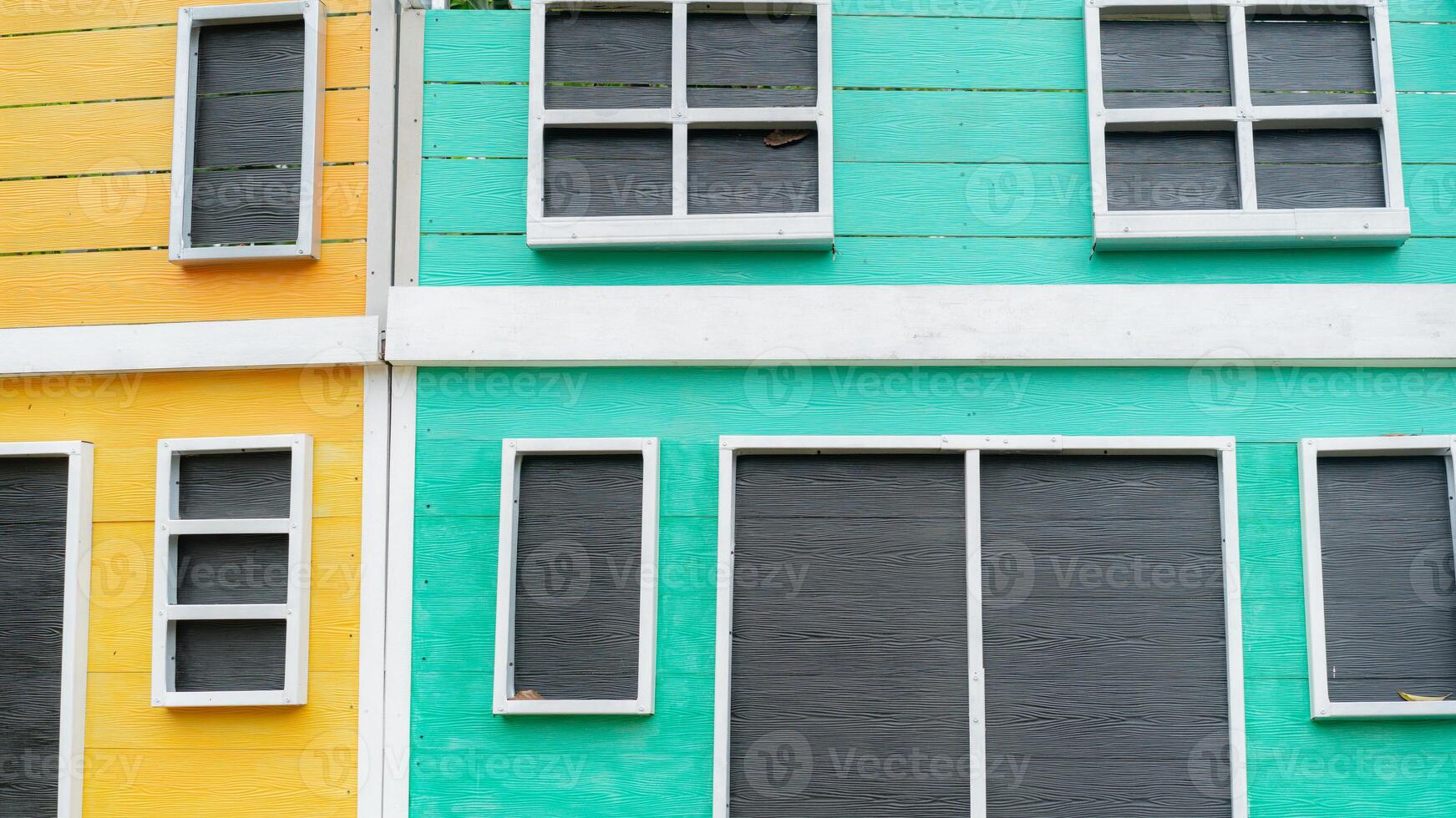 Colorful houses with windows and doors photo