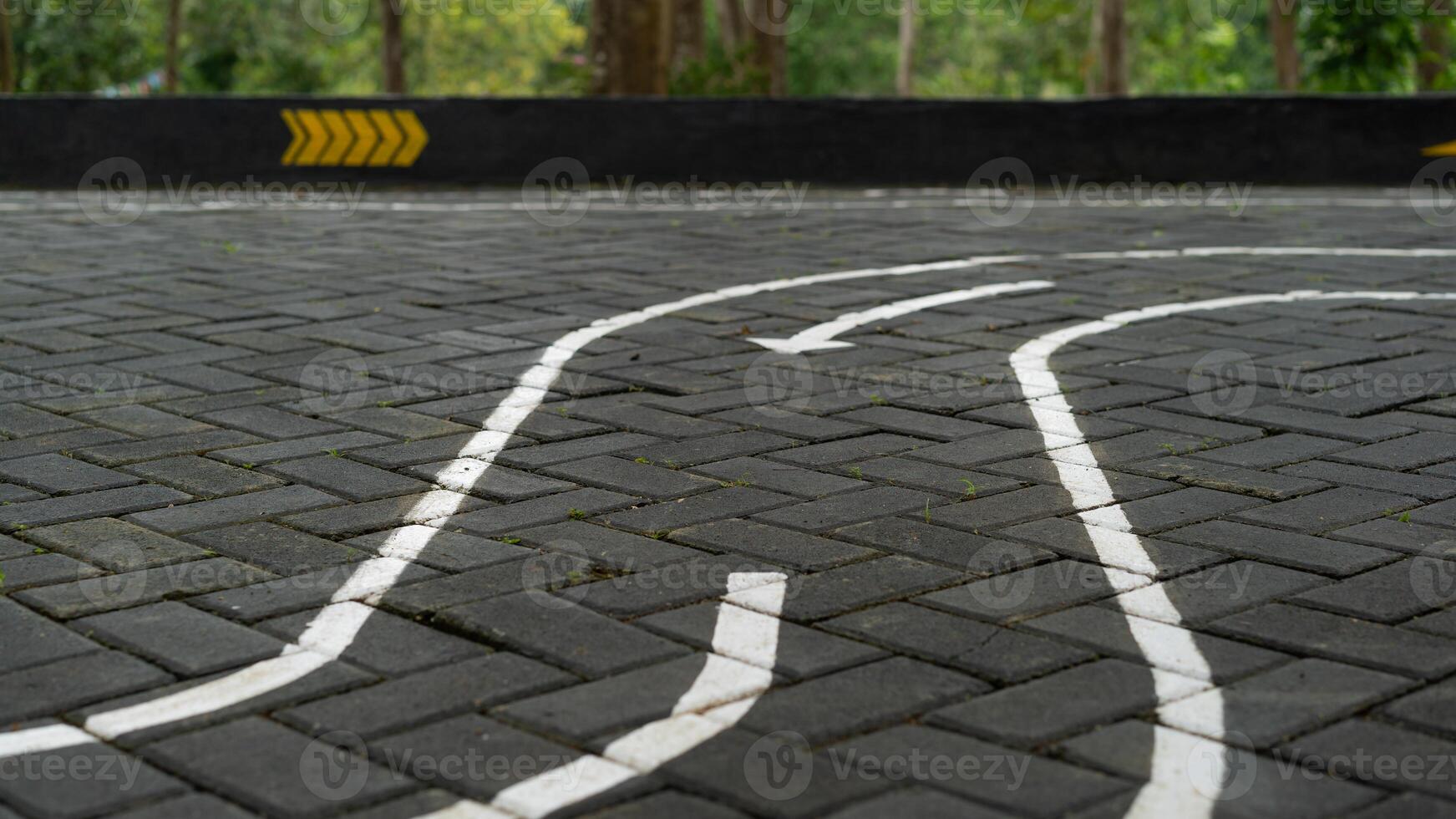 A road with a white line on it photo