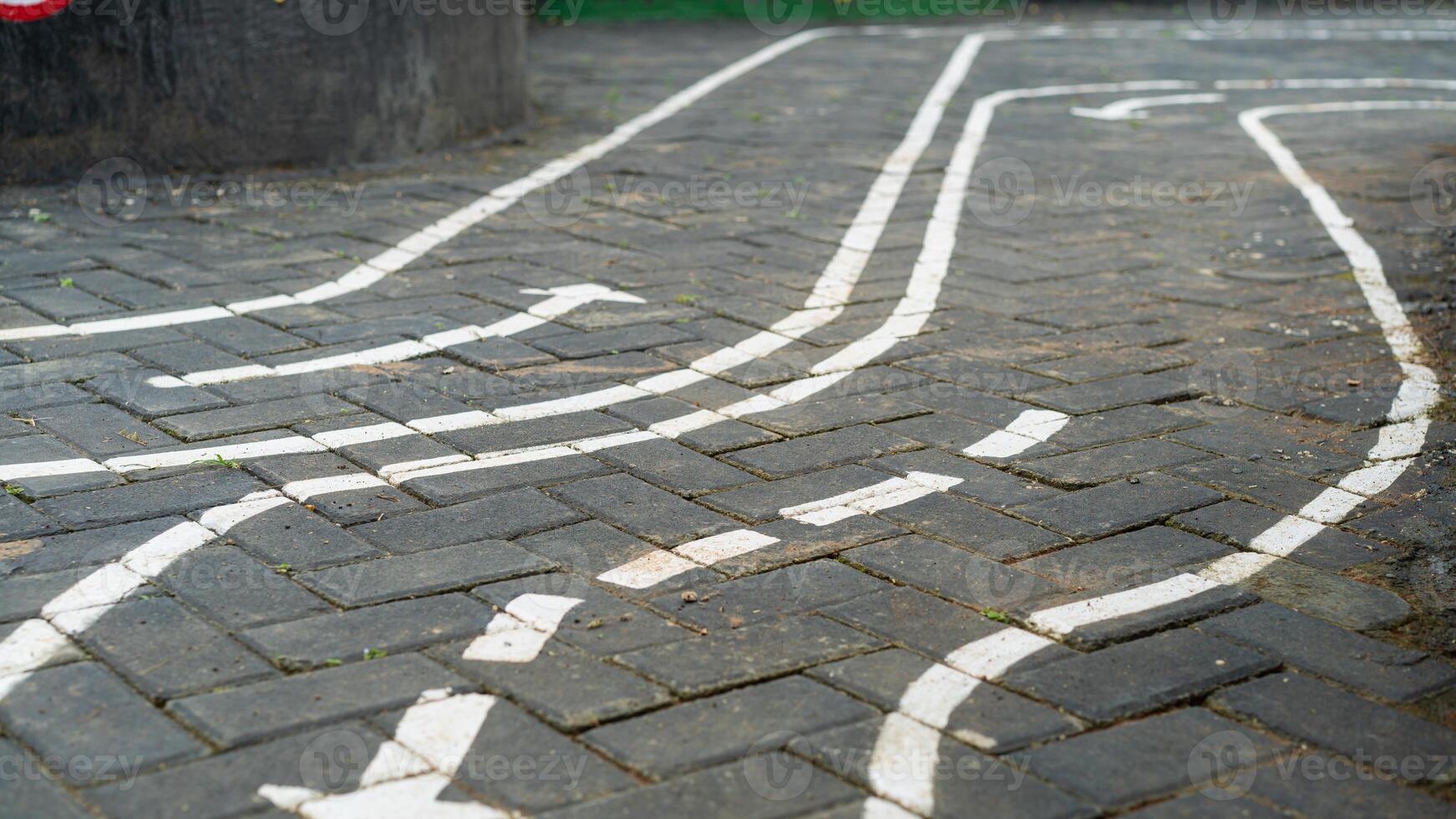 A street with a white line on it photo
