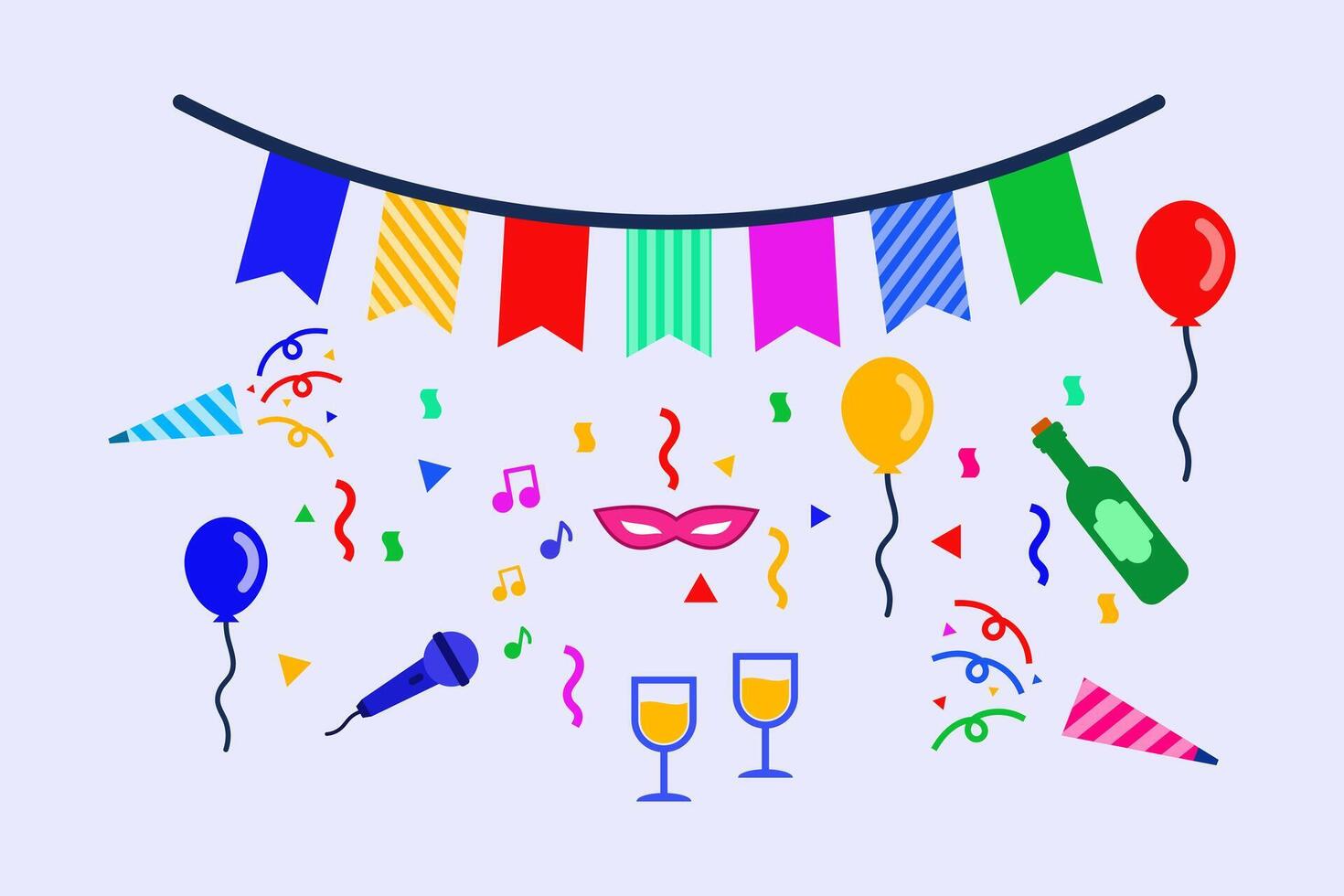 party elements design set vector