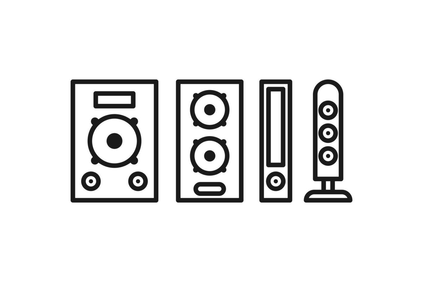 sound system icon line design set vector