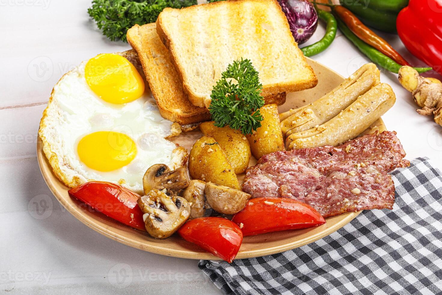 A plate of food on a table photo