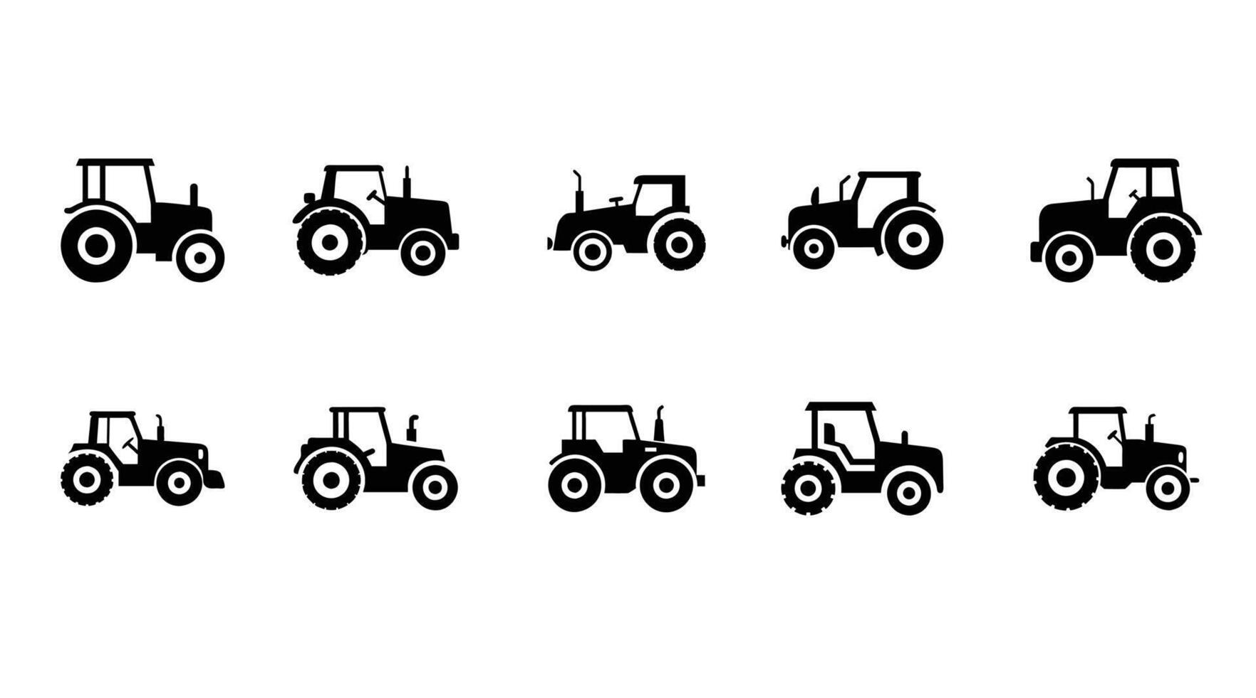 Truck-tor Silhouette Set High-Quality Farming Agriculture Graphics vector