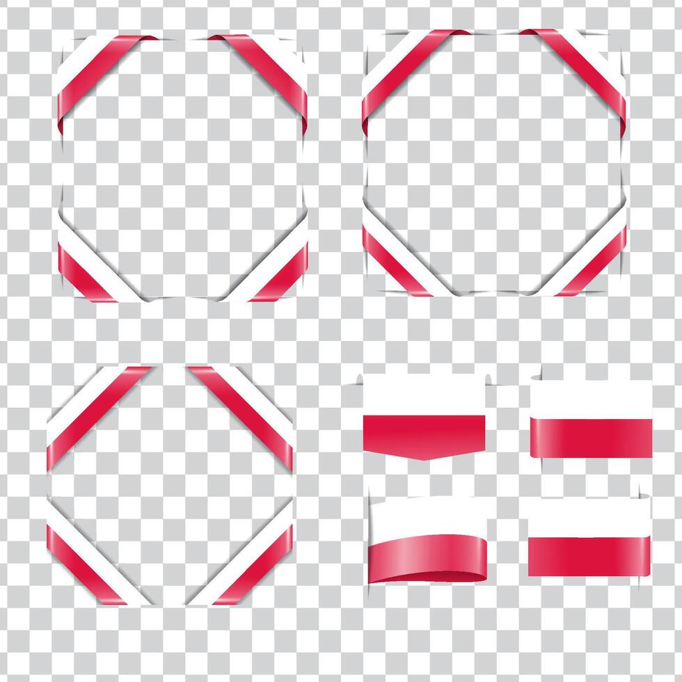 Poland corner national flag with shadow set vector