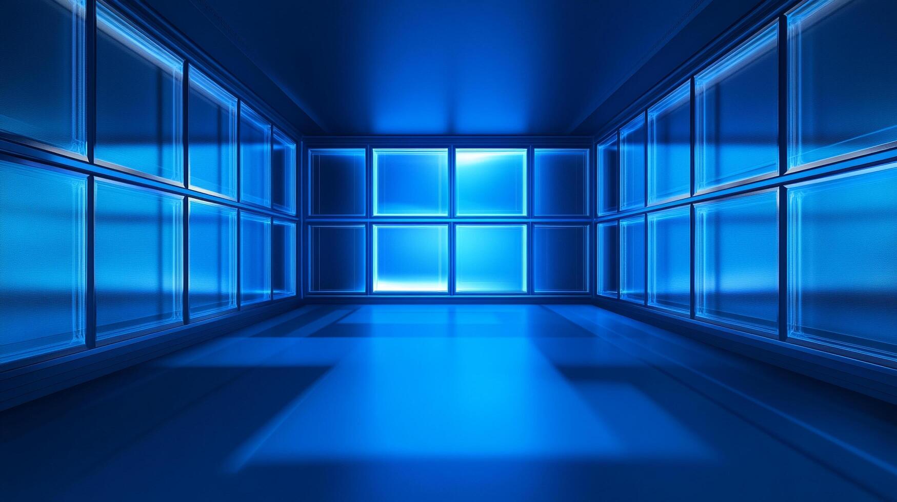 Abstract, blue-toned image of a futuristic interior space. The layout evokes feelings of innovation, technology, and a modern aesthetic. photo
