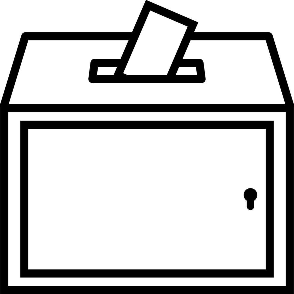 Secure Ballot Box Outline Icon with Keyhole and Vote Slot vector
