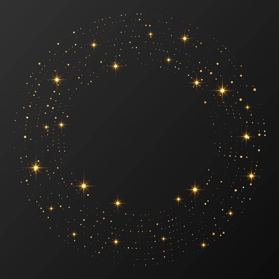 gold glowing halftone dotted background. Gold glitter pattern in circle form. Circle halftone dots. illustration vector