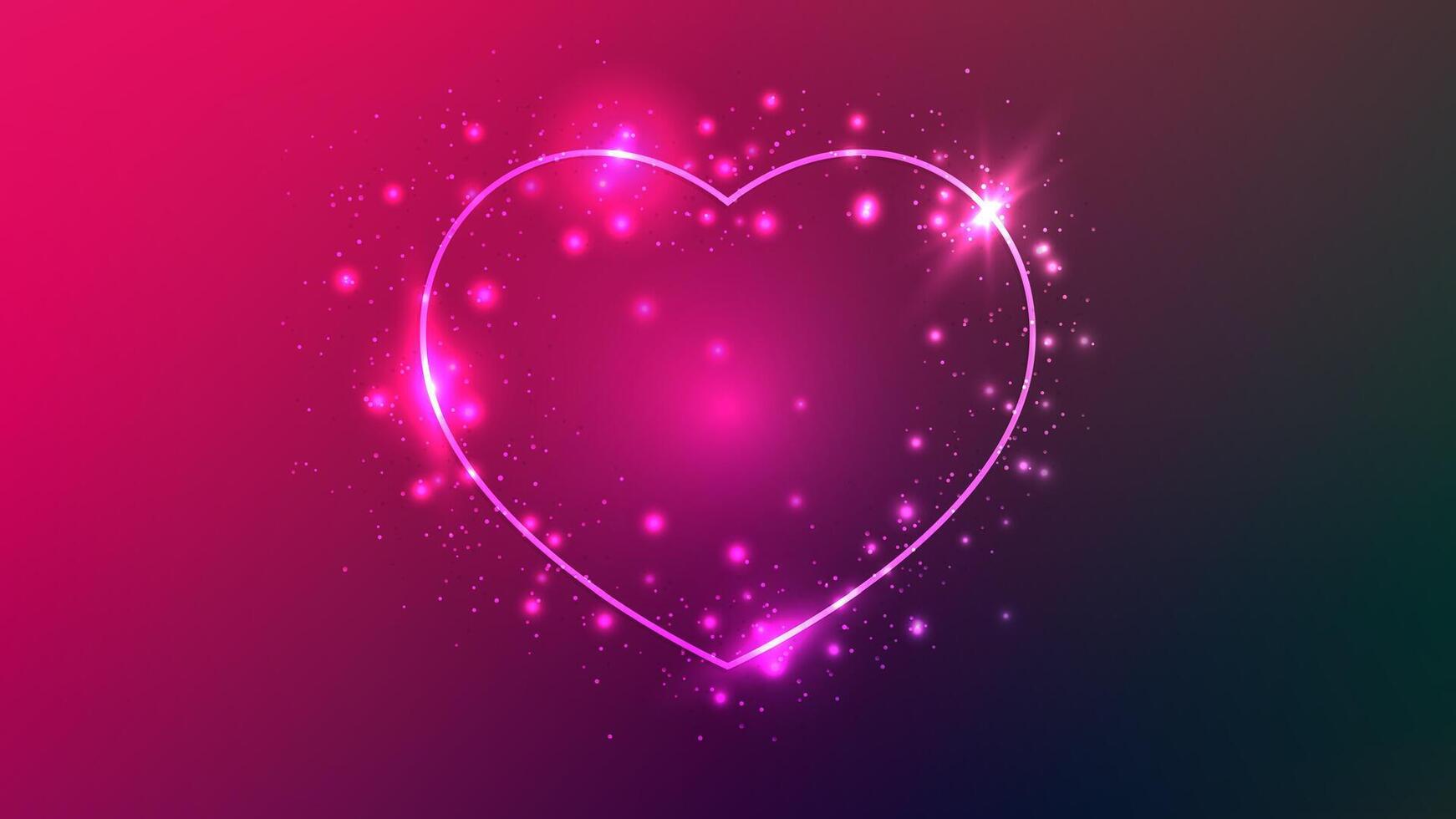 frame in heart form with shining effects and sparkles vector