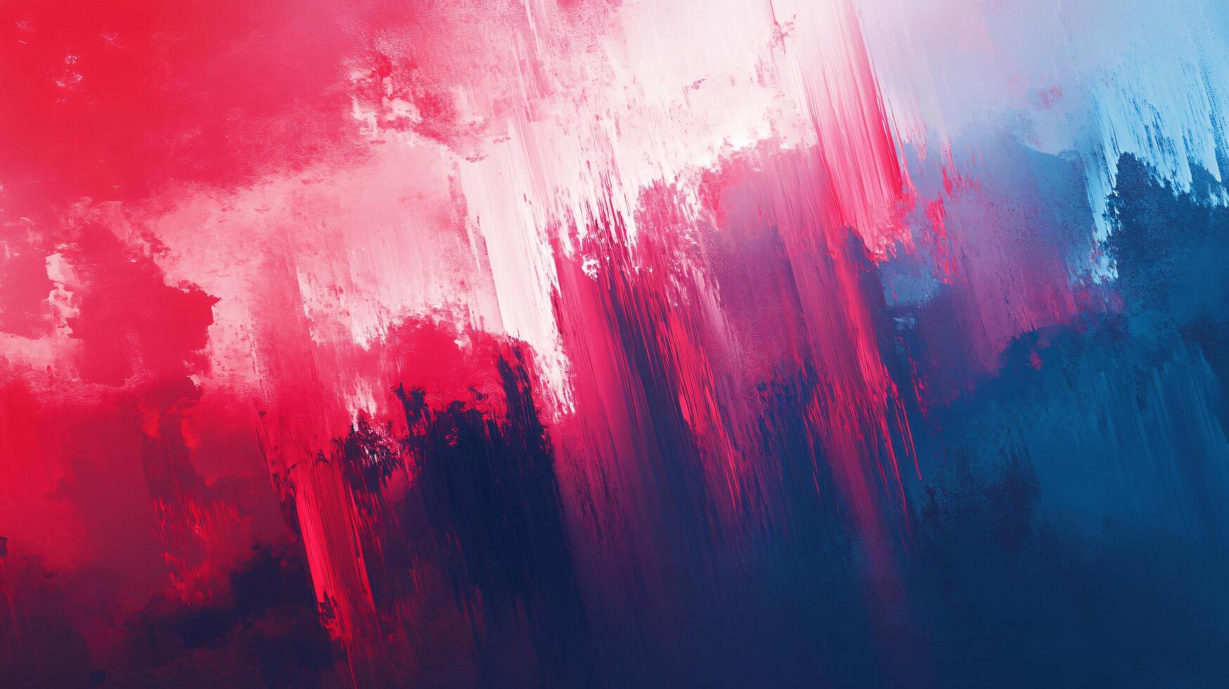 Red and blue colors colliding and mixing, creating an abstract painting background with visible brushstrokes and textured details photo