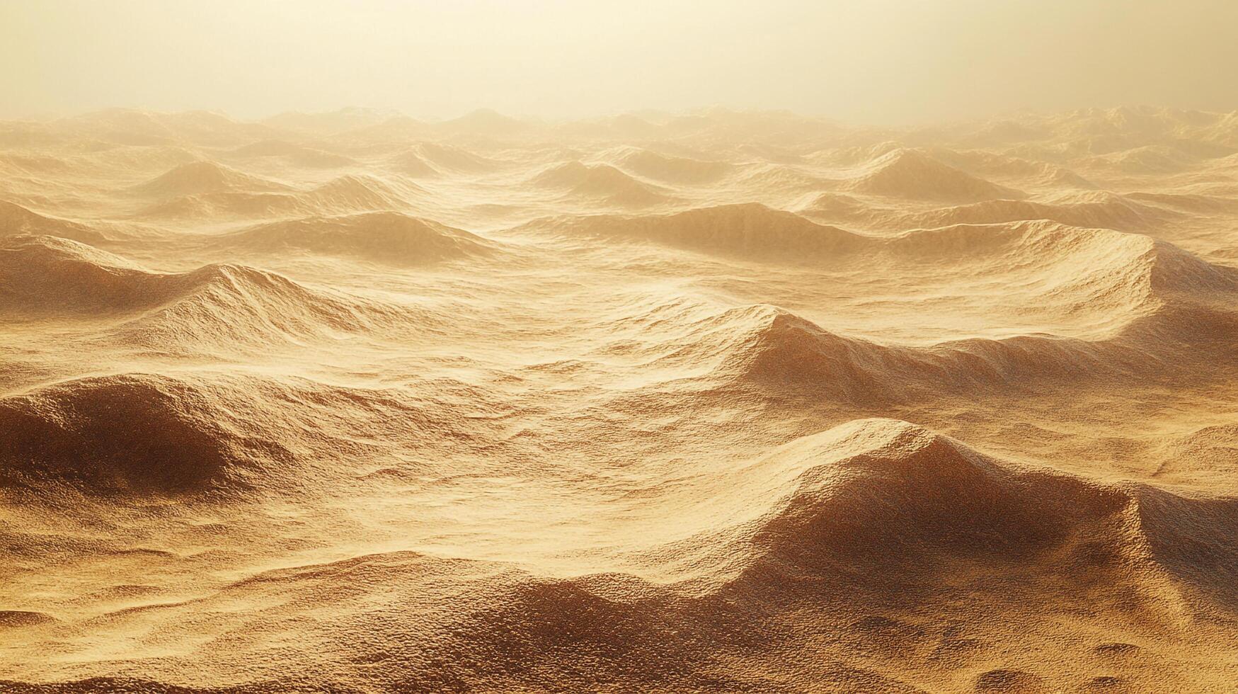 Endless sand dunes under a hazy sky, creating a desolate yet mesmerizing landscape of undulating textures and warm, earthy tones. photo