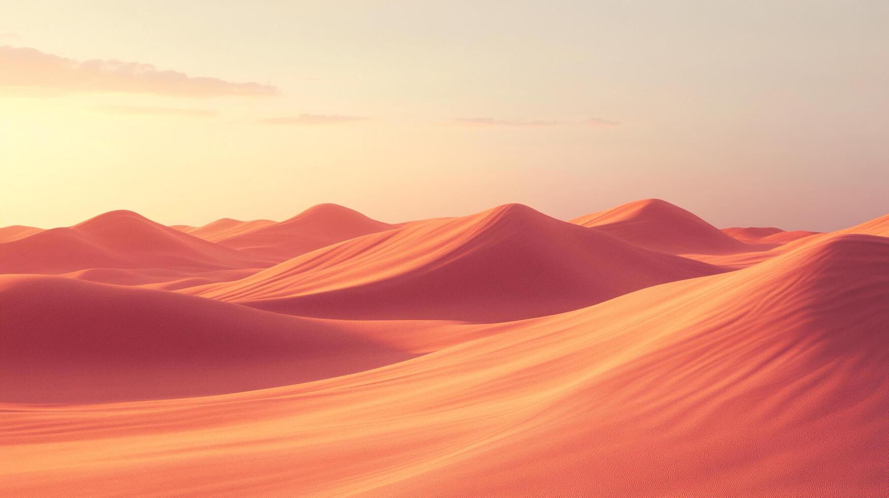 Desert dunes at sunset, beautiful warm tones, flowing sand formations, and a minimalist aesthetic. A tranquil and calming scene. photo