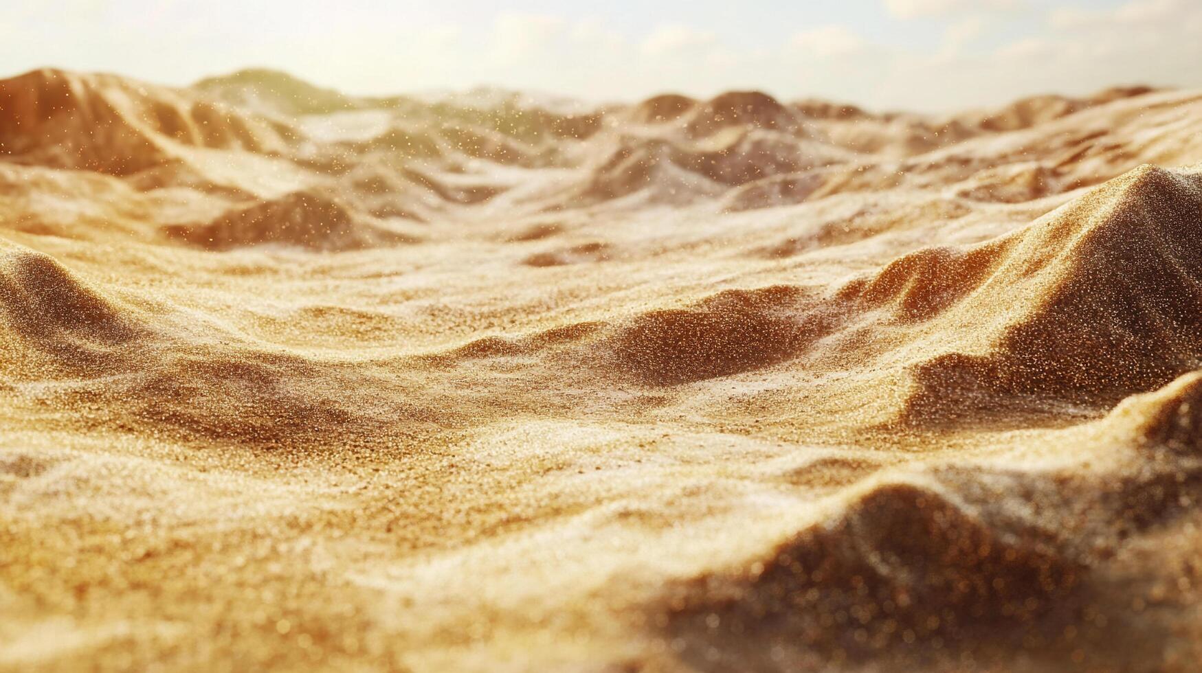 Desert landscape with rolling sand dunes, bright sunlight and clear blue sky. Great background picture for nature concept. photo