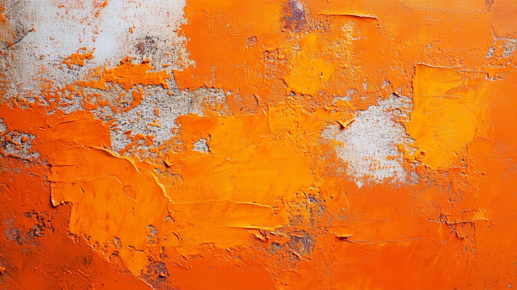 Abstract orange textured surface with visible paint strokes and a rough, weathered appearance, creating a vibrant artistic background. photo