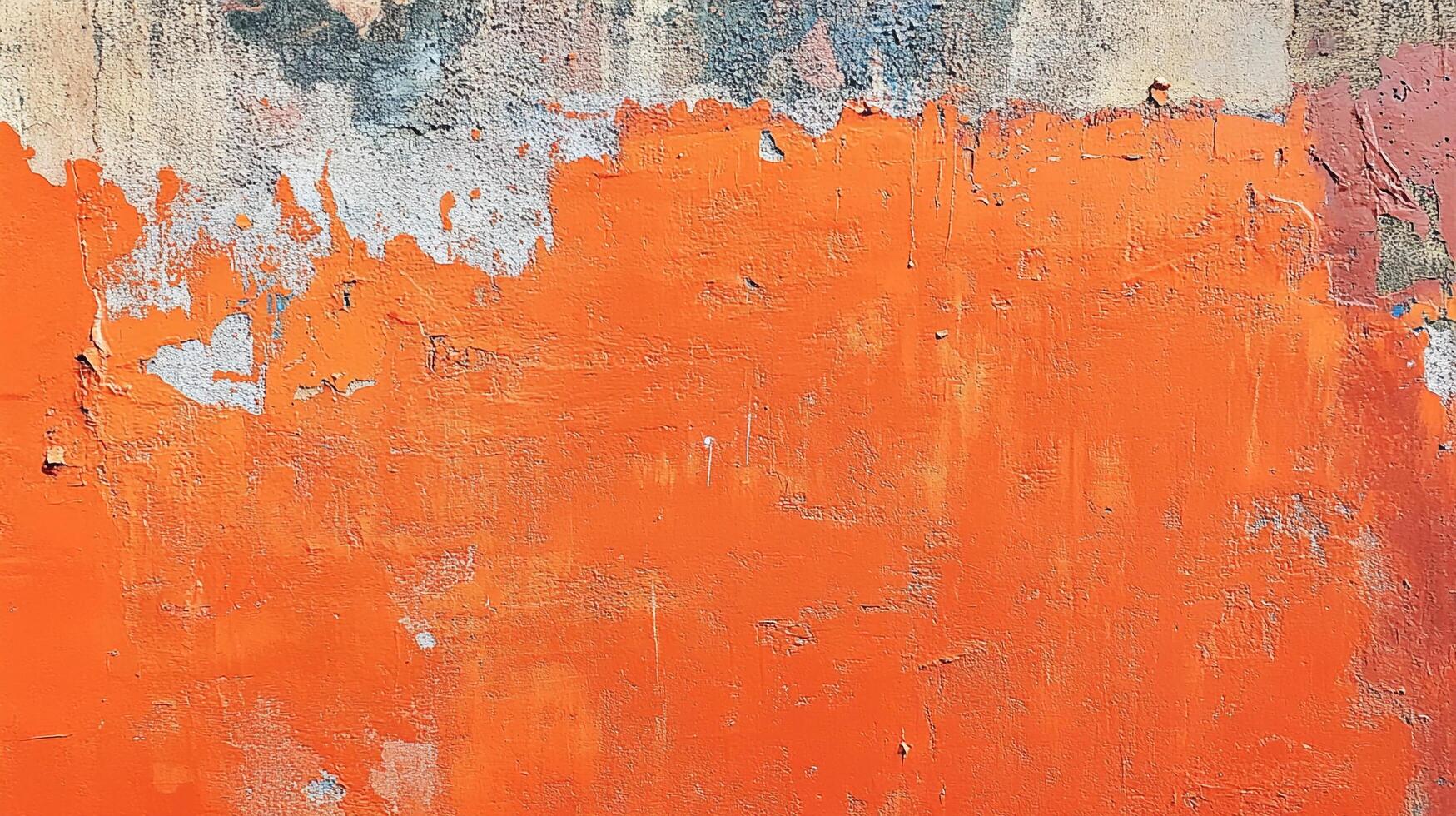 Vibrant orange wall texture with peeling paint creating a distressed abstract pattern. Urban decay and texture. Distressed finish. photo
