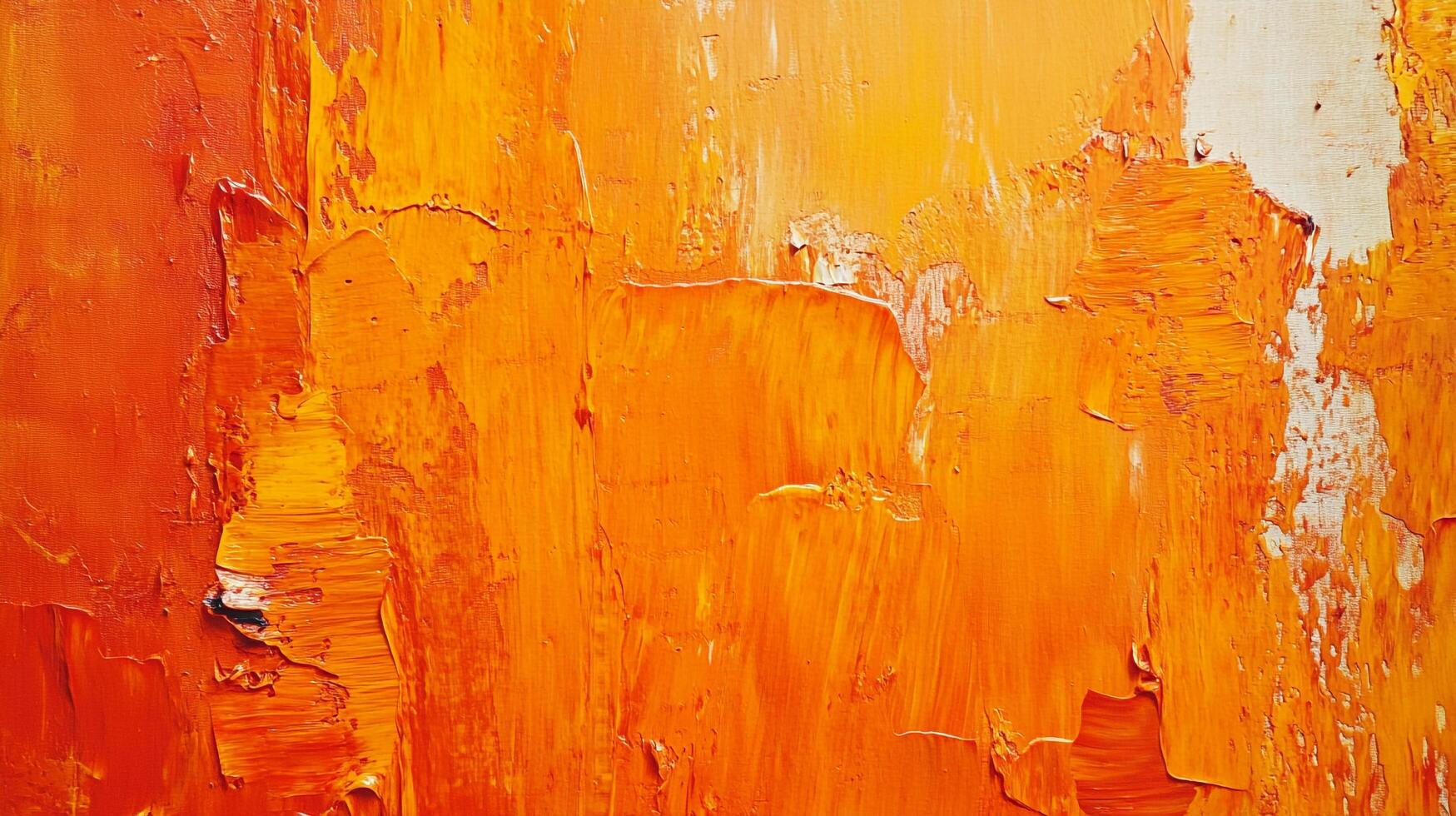 Abstract painting featuring rich, textured layers of vibrant orange and yellow, creating a warm and inviting visual experience. photo