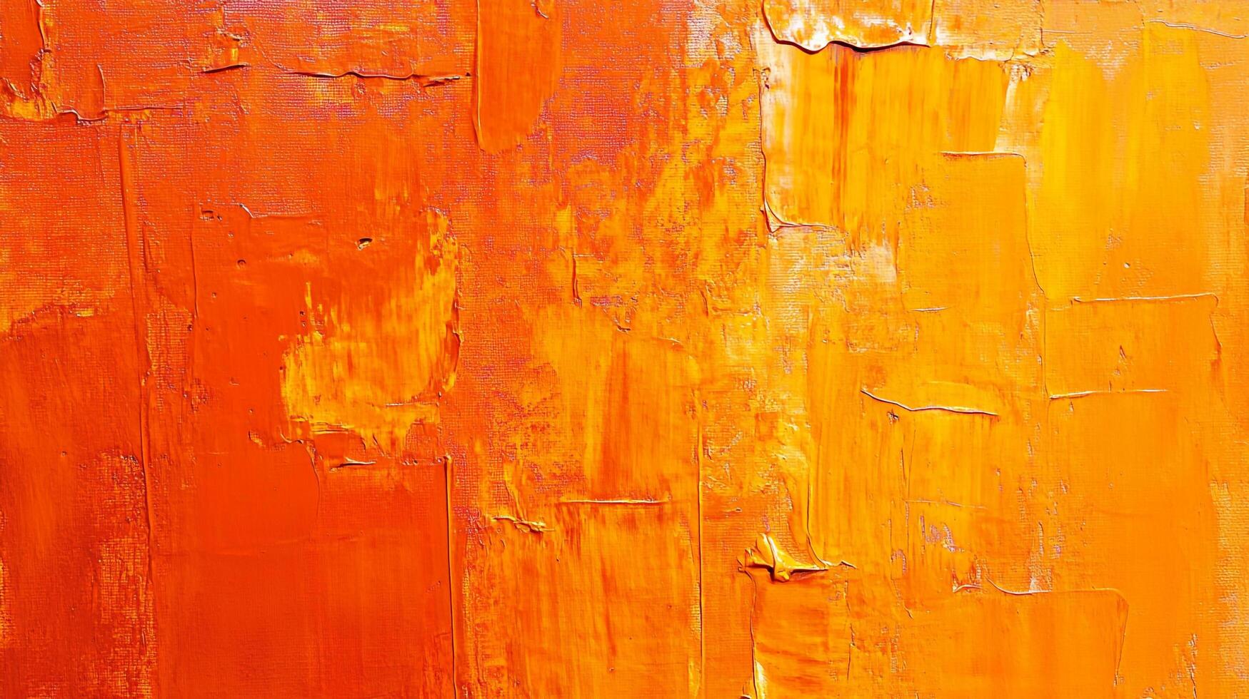 Vibrant strokes of orange and yellow paint create an abstract textured background. The warm tones blend in a dynamic composition. photo
