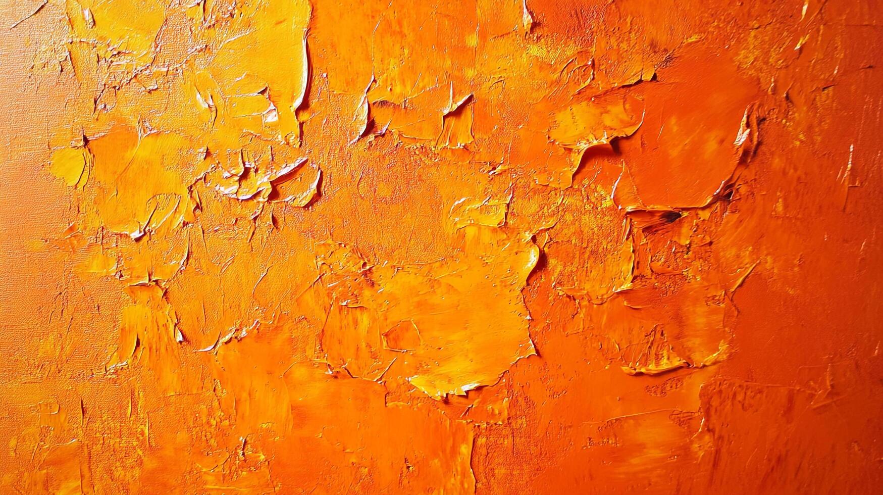 Abstract painting in warm, vibrant shades of orange, featuring textured surfaces and dynamic, impasto-style brushwork. photo