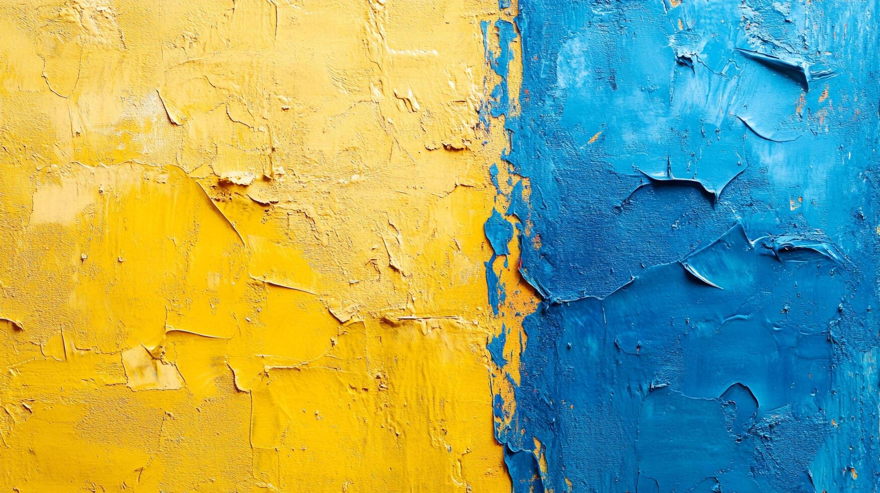 Striking contrast of yellow and blue textures, creating a vibrant and textured surface with a rustic and impactful visual appeal. photo