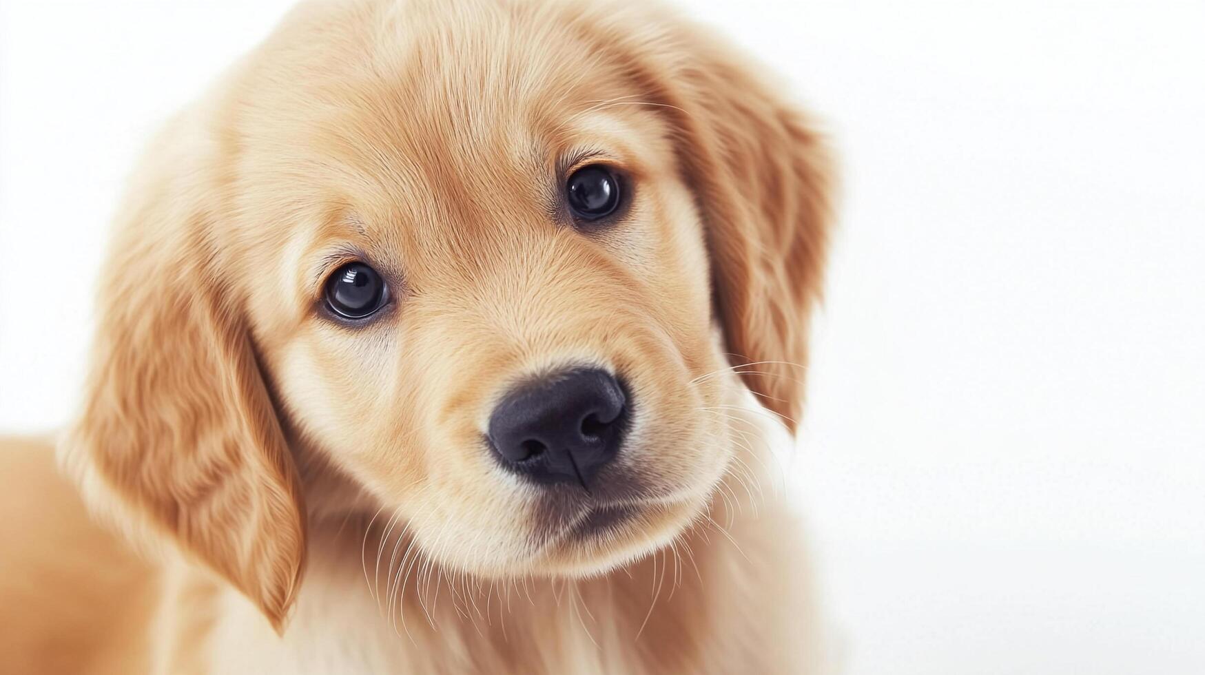 Adorable puppy portrait. The soft, golden fur and soulful eyes make this puppy hard to resist. Perfect for any dog lover's heart. photo