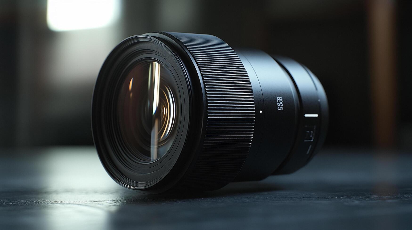 Sleek black camera lens with intricate detailing. Perfect for capturing stunning shots. Ideal for photography enthusiasts and professionals. photo