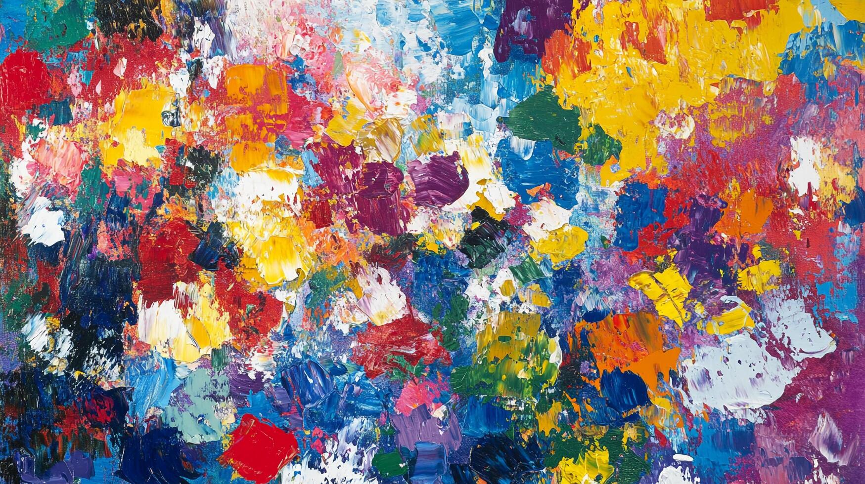 Vibrant abstract painting featuring a dynamic mix of colors and textures, creating a visually engaging and expressive artwork. photo