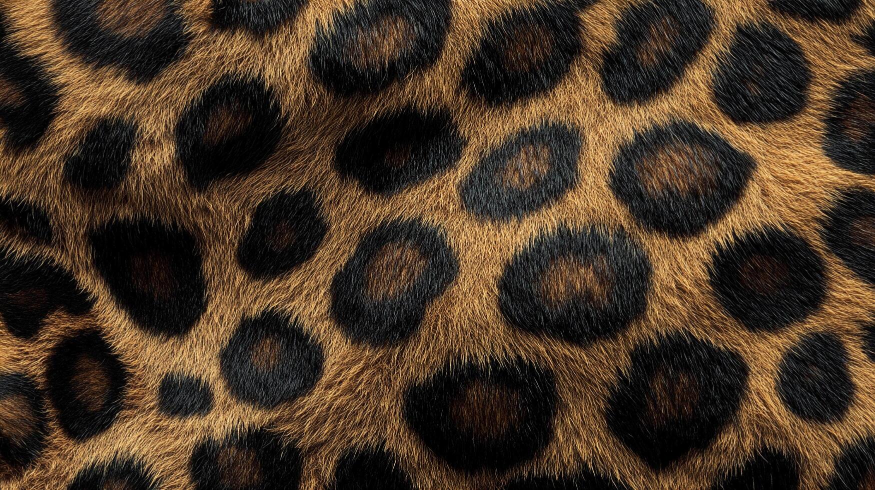 Detailed shot of tan fur covered in dark brown spots. The fur is short and dense, creating a luxurious and textured appearance. photo