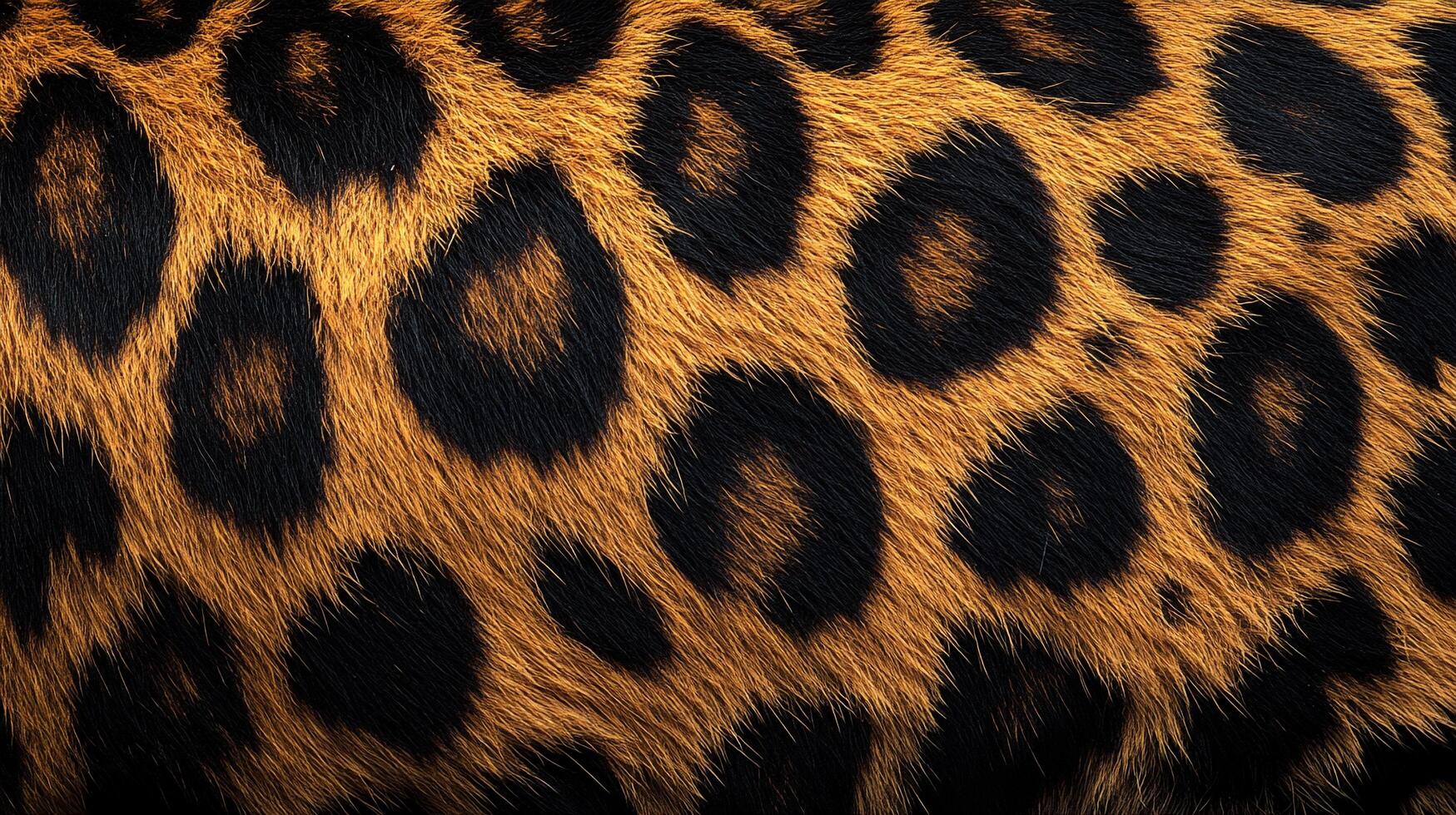 Detailed close-up of animal fur with a distinctive pattern of black spots and brown fur, reminiscent of a wild cat's coat. photo