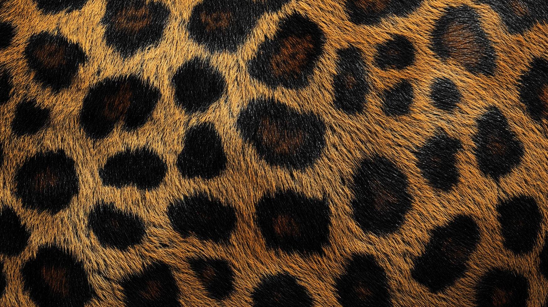 Close-up on animal print featuring golden fur with distinct dark spots, ideal for backgrounds or textures, adding touch of wild elegance. photo