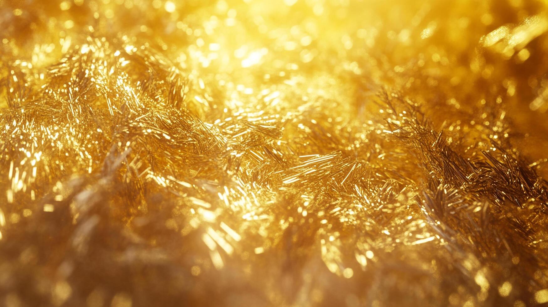 Sparkling golden texture with shimmering strands, creating a rich, luxurious, and festive background. Metallic gold reflecting light. photo