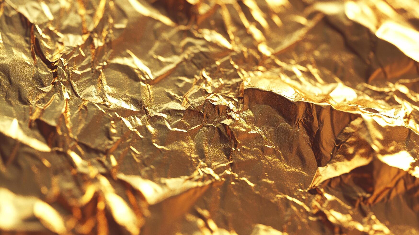 Abstract close-up of shimmering golden texture. Highlights the folds and creases, creating a luminous, reflective surface. photo