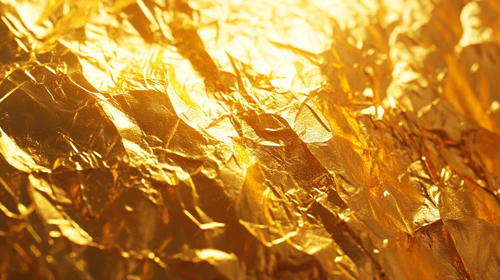 Gleaming gold foil texture under bright illumination, showcasing a rich, luxurious and reflective abstract surface. Artistic and refined. photo