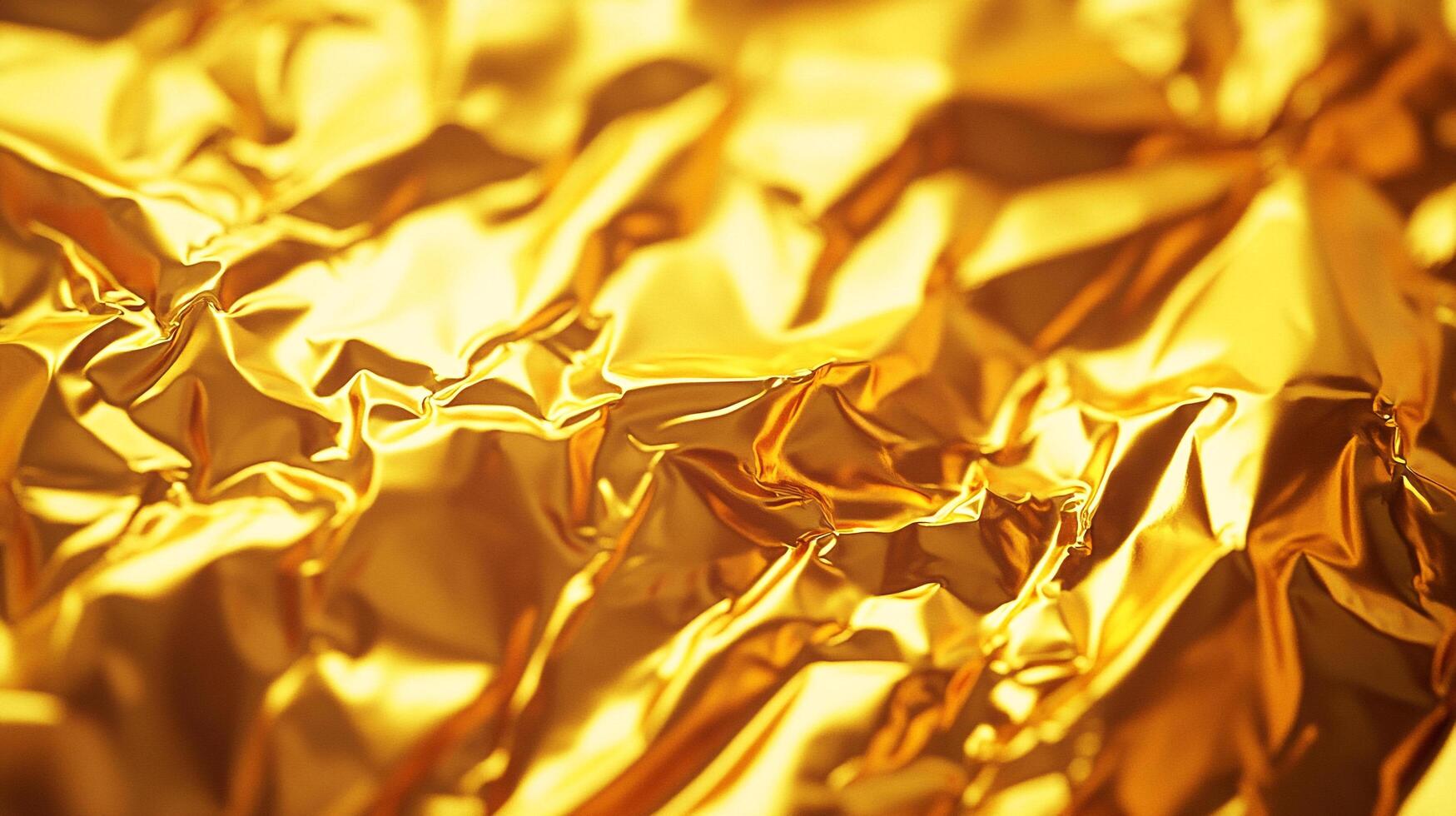 Luminous folds of radiant yellow, catching light and shadow in a metallic sheen. Creates captivating texture and visual depth. photo