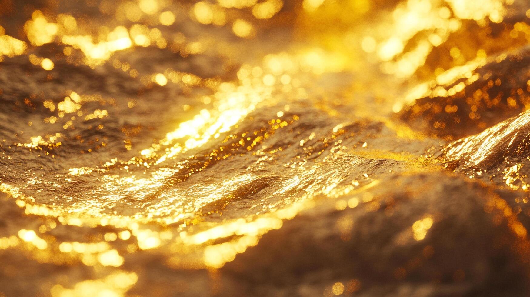 Golden fluid motion with blurred highlights and rippled texture creates a shiny and opulent visual effect, suggestive of luxury and fluidity. photo