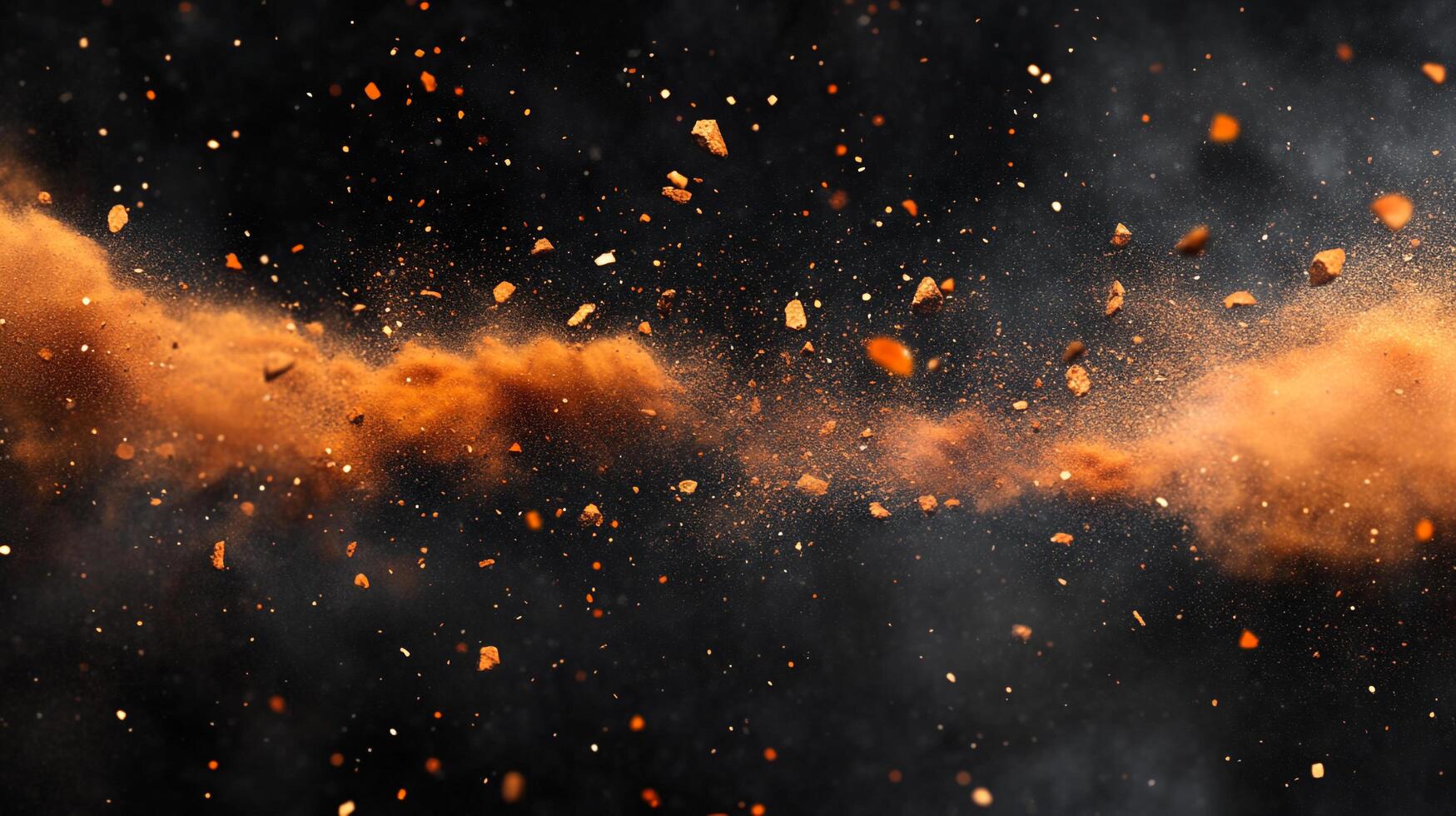 Dramatic shot of particles suspended in air, creating a vibrant stream against a dark background. Motion, energy, and captivating art. photo