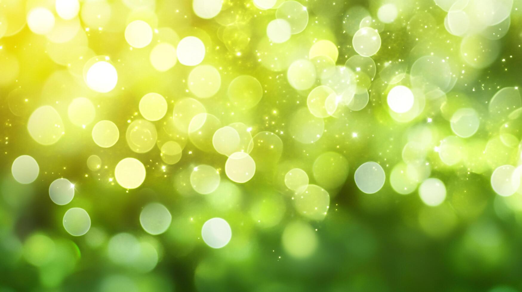 A captivating dance of light, where radiant bokeh spheres intertwine with verdant hues, crafting an ethereal symphony of nature's brilliance. photo