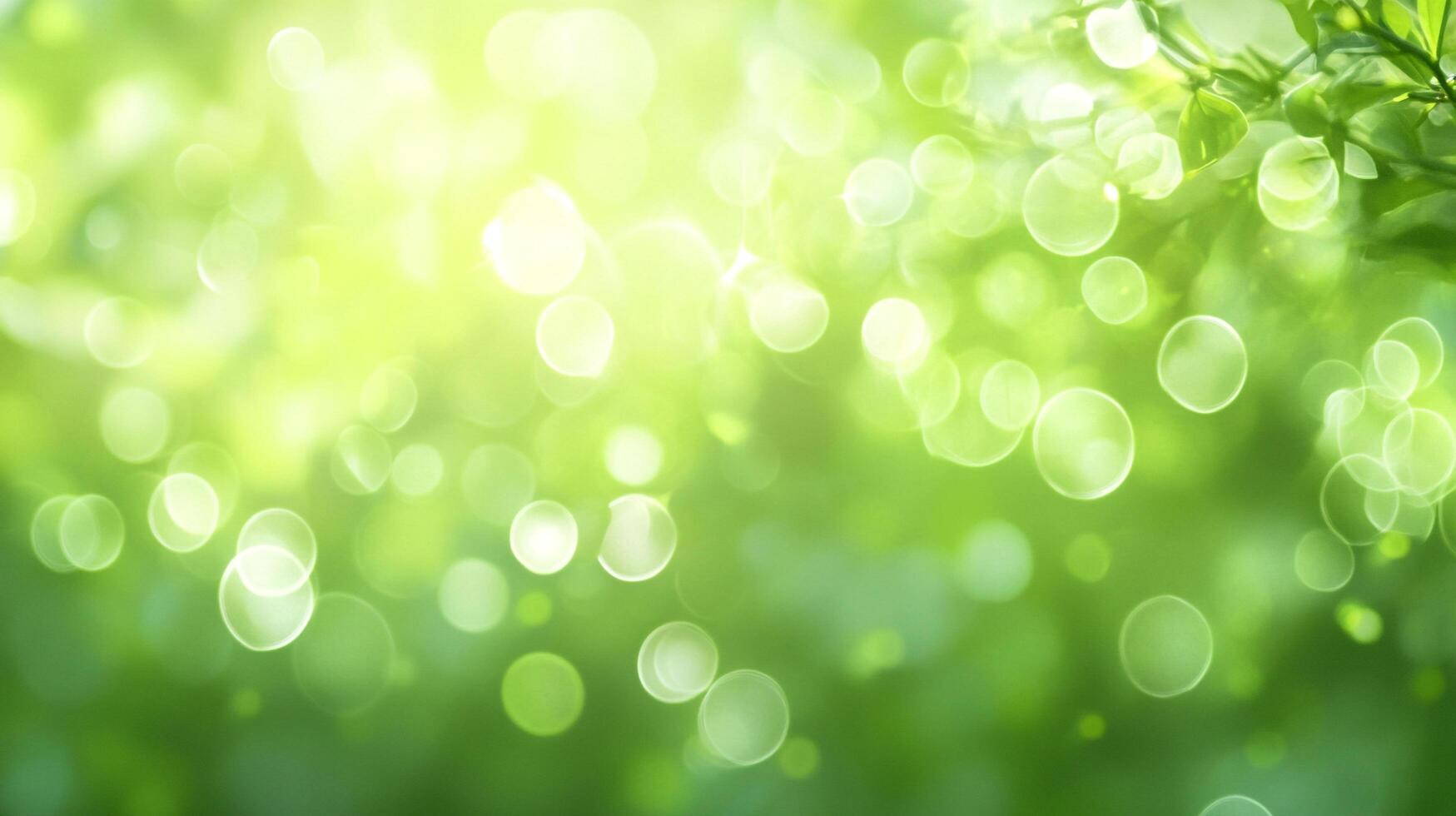 Nature's light filters through fresh green foliage, creating a serene and invigorating ambiance in a mesmerizing bokeh effect. photo