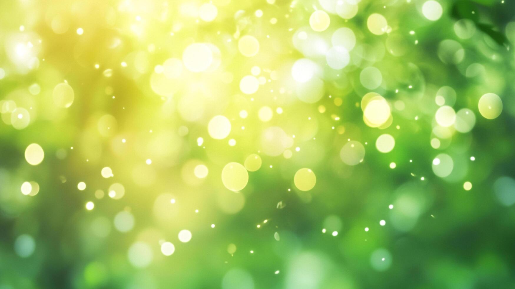 A dreamy blend of yellow and green, creating a mesmerizing abstract bokeh with bright highlights and a soft, natural ambiance. photo