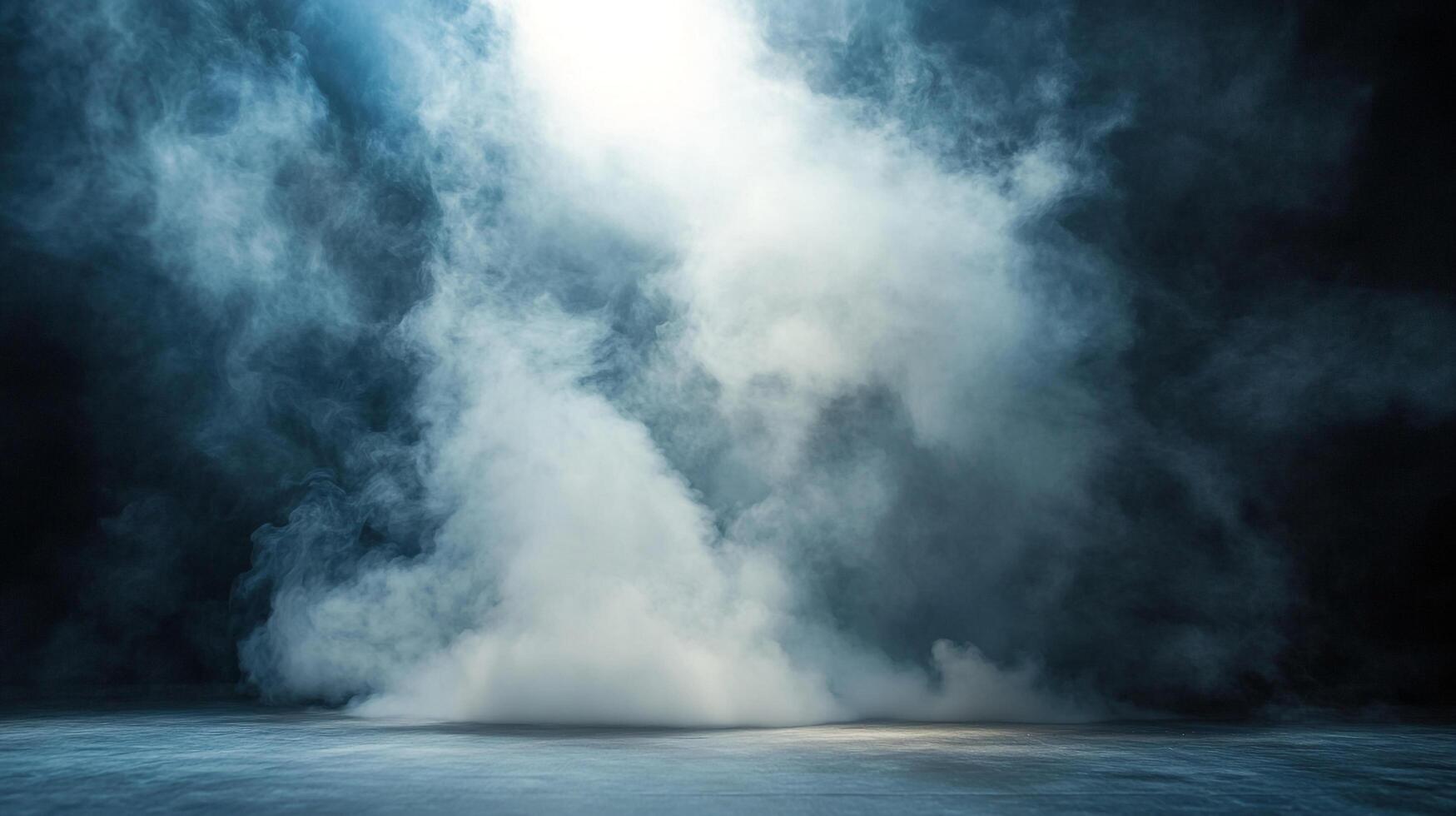 Abstract image featuring a ground level shot of rising smoke or vapor illuminated from above against a dark backdrop for a dramatic ambiance. photo
