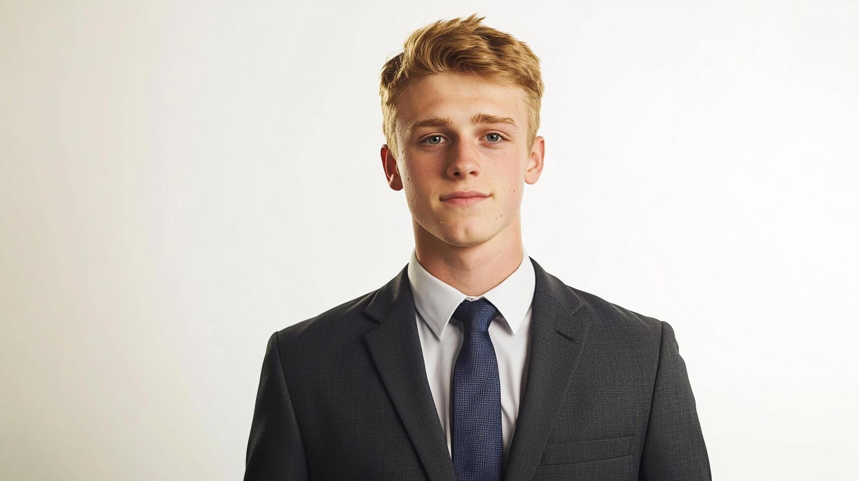 Portrait of a young man in a suit, conveying professionalism and confidence, ideal for business or corporate contexts. Handsome and elegant. photo