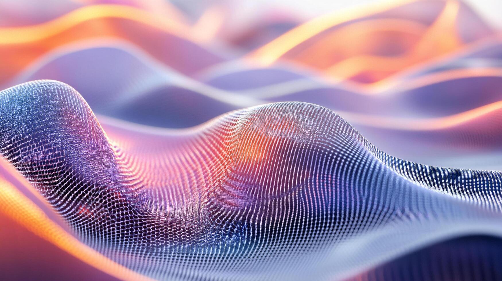 Abstract waves of blue and orange hues. Networked, like data streams or fiber optics, conveying connectivity and technological innovation. photo