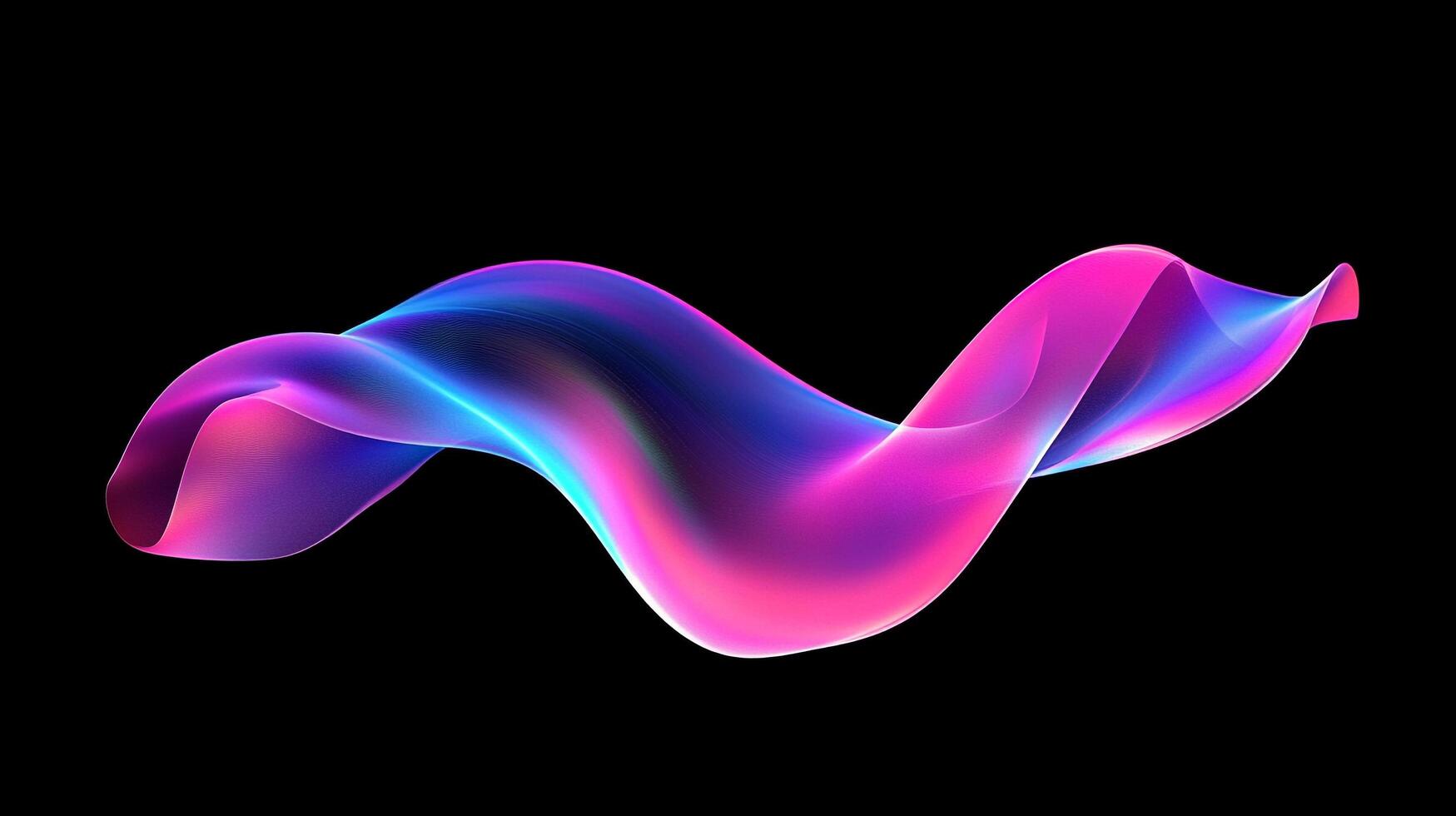 A vibrant, abstract ribbon flows elegantly against a stark black backdrop, showcasing a blend of pink, purple, and blue hues. photo